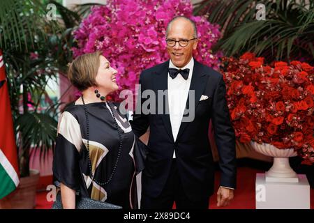 Lester Holt and Carol Hagen-Holt are seen in the Booksellers Room of ...