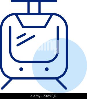 Tram car on rails. Public transportation icon. Pixel perfect, editable stroke Stock Vector