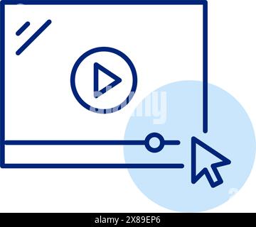 Online video player and mouse click. Pixel perfect, editable stroke icon Stock Vector