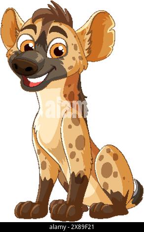 Smiling hyena with spotted fur sitting happily Stock Vector