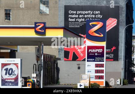 Z Service Station located at 174 Vivian Street, Te Aro, Wellington. Stock Photo