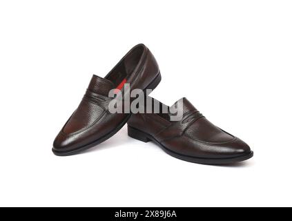 black leather formal shoes isolated on white background Stock Photo - Alamy