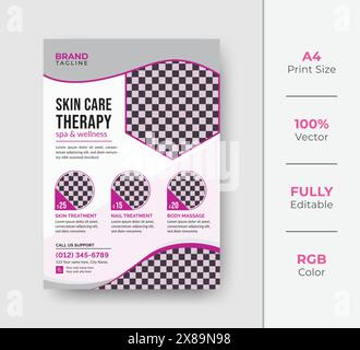 Beauty and spa salon flyer template design with creative shapes Stock Vector