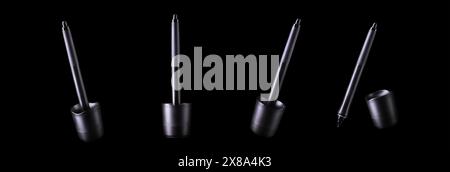 Set of digital graphic pen isolated on black background with clipping path. Stock Photo