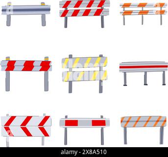 guard rails set cartoon vector illustration Stock Vector