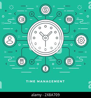 Flat line Vector illustration. Modern thin linear stroke icons. Website Header Graphics, Banner, Infographics Design, Promotional Materials. Business Stock Vector