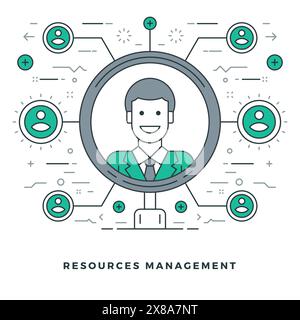 Flat line Vector illustration. Modern thin linear stroke icons. Website Header Graphics, Banner, Infographics Design, Promotional Materials. Resource Stock Vector