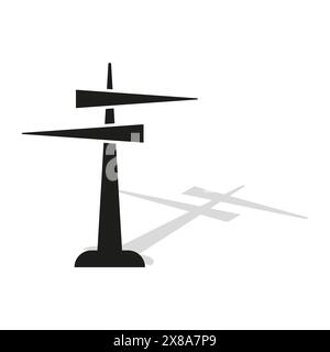 Minimalist airport tower design. Aviation control symbol. Air traffic monitor icon. Vector illustration. EPS 10. Stock Vector