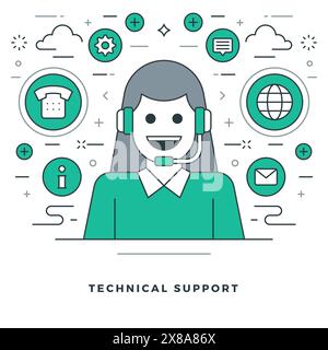 Flat line Vector illustration. Modern thin linear stroke icons. Website Header Graphics, Banner, Infographics Design, Promotional Materials. Technical Stock Vector