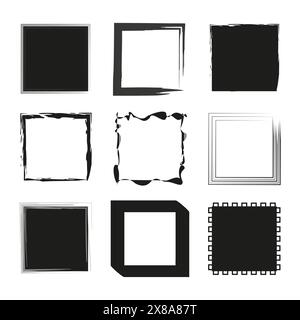 Assorted frames set. Abstract square borders. Vector graphic elements. Stock Vector