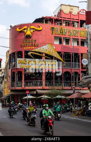 The Walking Street Bui Vien in Saigon at nigh Stock Photo