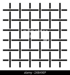 Black grid pattern on white. Intersecting lines, woven design. Symmetrical lattice structure. Vector illustration. EPS 10. Stock Vector
