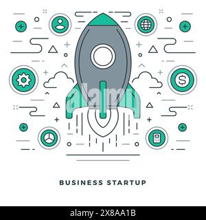 Flat line Vector illustration. Modern thin linear stroke icons. Website Header Graphics, Banner, Infographics Design, Promotional Materials. Business Stock Vector