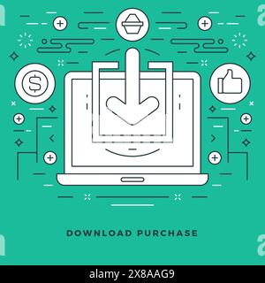 Flat line Vector illustration. Modern thin linear stroke icons. Website Header Graphics, Banner, Infographics Design, Promotional Materials. Download Stock Vector