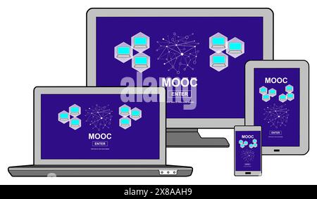 Mooc concept shown on different information technology devices Stock Photo