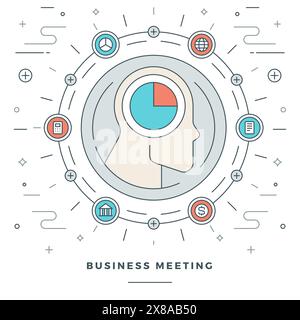 Flat line Vector illustration. Modern thin linear stroke icons. Website Header Graphics, Banner, Infographics Design, Promotional Materials. Stock Vector