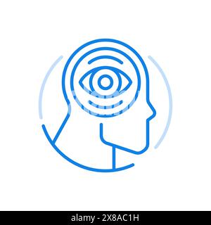 Human eye with man line icon. Human visual system, healthy organ symbol ...