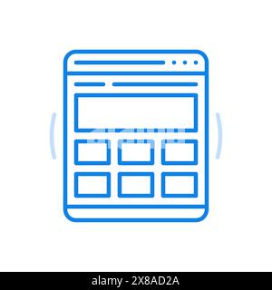 Online website builder vector line icon. Design interface homepage of blanks for online assembly creative sites. Buttons with rectangular bars activat Stock Vector