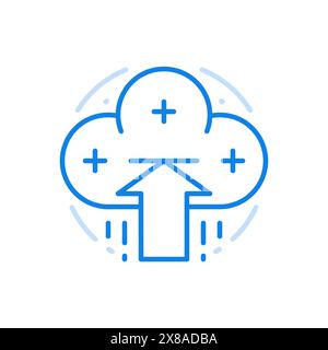 Loading files from cloud service vector line icon. Storage information online with technologies for downloading sending data. Abstract web cloud with Stock Vector