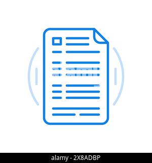 Technical instruction vector line icon. Industrial operation manual sheet of paper with notes. Construction technical documentation business calculati Stock Vector
