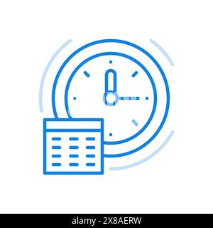 Clock schedule icon vector. Business marketing and management in right time. Frame clock face and calendar as symbol of successful global marketing pr Stock Vector