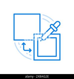 Color fill vector line icon. Artistic function overflowing of graphic editor for filling image with paint. Pipette with two squares. Professional crea Stock Vector