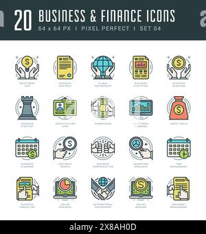 Line icons set. Trendy Modern flat thin linear stroke vector Business and Finance concept. For website graphics, Mobile Apps, Infographics design, Bro Stock Vector