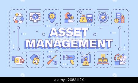 Asset management light blue word concept Stock Vector