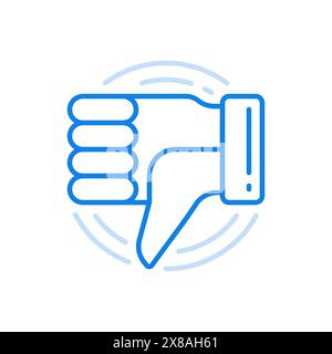 Dislike symbol vector line icon. Social media dissatisfaction and negative voting on online content. Thumb is down. Modern digital community expresses Stock Vector