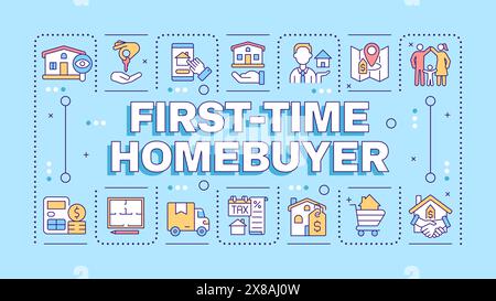 First-time homebuyer light blue word concept Stock Vector