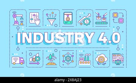 Industry 4 light blue word concept Stock Vector