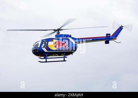 Zeltweg, Austria - September 6, 2019: Civilian helicopter at airport. Aviation and aircraft. Commercial and general aviation. Aviation industry. Fly a Stock Photo