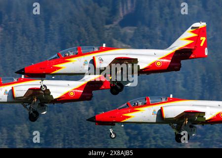 Zeltweg, Austria - September 4, 2019: Spanish Air Force Patrulla Aguila aerobatic display team. Aviation and aircraft. Air force. Military industry. F Stock Photo