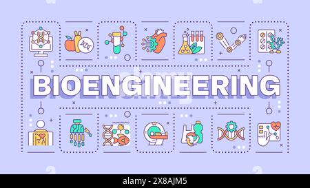 Bioengineering purple word concept Stock Vector