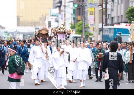 Tokyo - May 19 2024:shinto shaman celebrate in Sanja Festival. it  is one of traditional festival,  a weekend-long Shinto festival that is dedicated to the spirits of three men who founded a temple Stock Photo