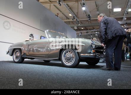 A Mercedes convertible is on display at Techno Classica, the trade fair for vintage, classic and prestige cars, motorsport, motorbikes, spare parts an Stock Photo