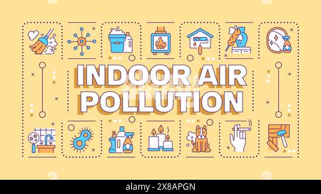 Indoor air pollution yellow word concept Stock Vector