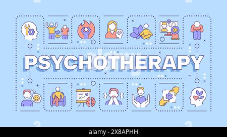 Psychotherapy light blue word concept Stock Vector
