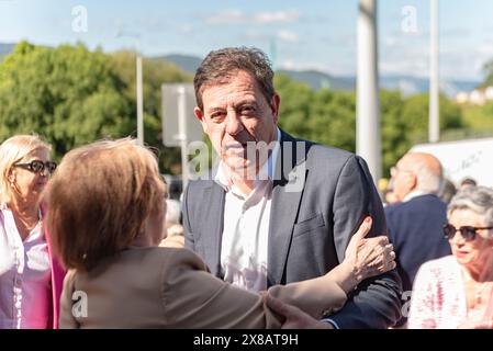 Vigo, Spain. May, 23 Th, 2024. Besteiro a su llegada al acto de presentación de candidata a las  elecciones europeas. En el acto participan, Gómez Besteiro llider del PSOE en Galicia, Abel Caballero, alcalde de Vigo, Carmela Silva, miembro del senado en Spain , David Regades, delegado del estado en el consorcio de la zona franca de Vigo y Nicolás González, candidato del PSOE por Galicia a las europeas. Credit. Xan Gasalla / Alamy  Live News Stock Photo