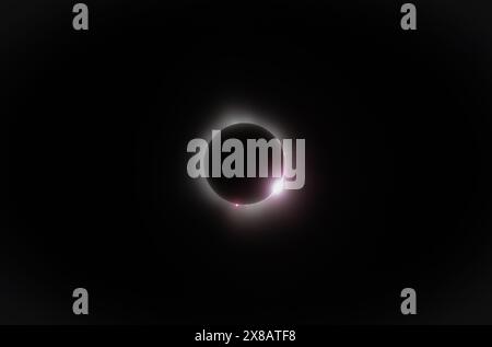 Moment of totality during total solar eclipse 2024 in Canada. Stock Photo