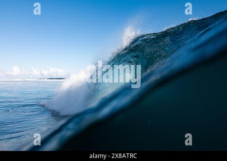 Teahupo'o is the world's most famous wave Stock Photo