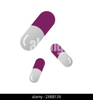 Icon of sleeping pills. Dormitive tablets. Cartoon illustration, flat design. Capsules Isolated on white Stock Vector