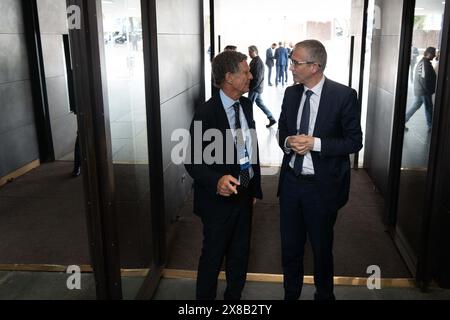 Barcelona, Spain. 24th May, 2024. Claro, aqu' tienes las traduccionesThe Governor of the Bank of Spain attends the 'Cercle d'Economia' meetings in Barcelona, coinciding with Pedro S‡nchez. El gobernador del Banco de Espa-a asiste a las reuniones del 'Cercle d'Economia' en Barcelona, coincidiendo con Pedro S‡nchez. in the pic: Pablo Hern‡ndez de Cos News politics -Barcelona, Spain Friday, may 24, 2024 (Photo by Eric Renom/LaPresse) Credit: LaPresse/Alamy Live News Stock Photo