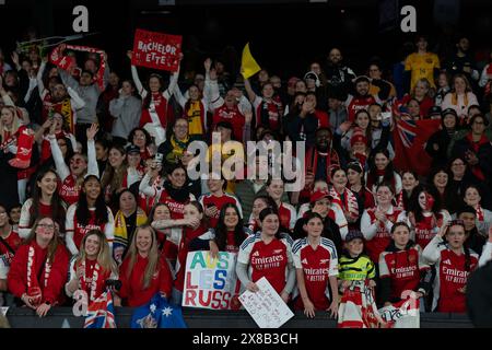 Melbourne, Australia. 24th May, 2024. Melbourne, Australia, May 24th 2024: Arsenal fans inside the stadium during the Global Football Week friendly game between the A-League Women All-Stars and Arsenal at Marvel Stadium in Melbourne, Australia. (Noe Llamas/SPP) Credit: SPP Sport Press Photo. /Alamy Live News Stock Photo