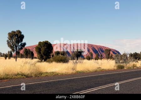 Uluru, as viewed from inside the Uluru–kata tjuta National Park, Northern Territory, Australia Stock Photo