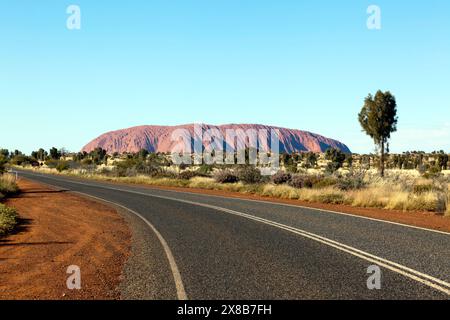 Uluru, as viewed from inside the Uluru–kata tjuta National Park, Northern Territory, Australia Stock Photo