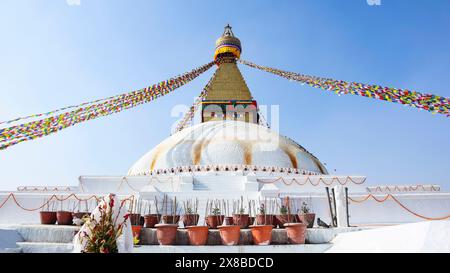 View of Boudhanath Stupa, Biggest Stupa in World, Kathmandu, Nepal. Stock Photo