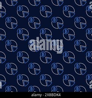 Bitcoin Pie Chart vector Crypto Currency concept seamless pattern in thin line style Stock Vector