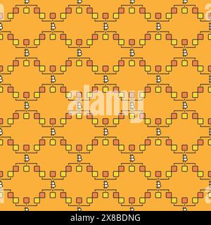Decentralized Cryptocurrency Bitcoin vector Crypto concept colored seamless pattern Stock Vector