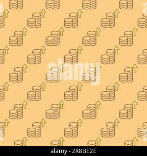Cryptocurrency Coins vector Money and investing concept seamless pattern in outline style Stock Vector